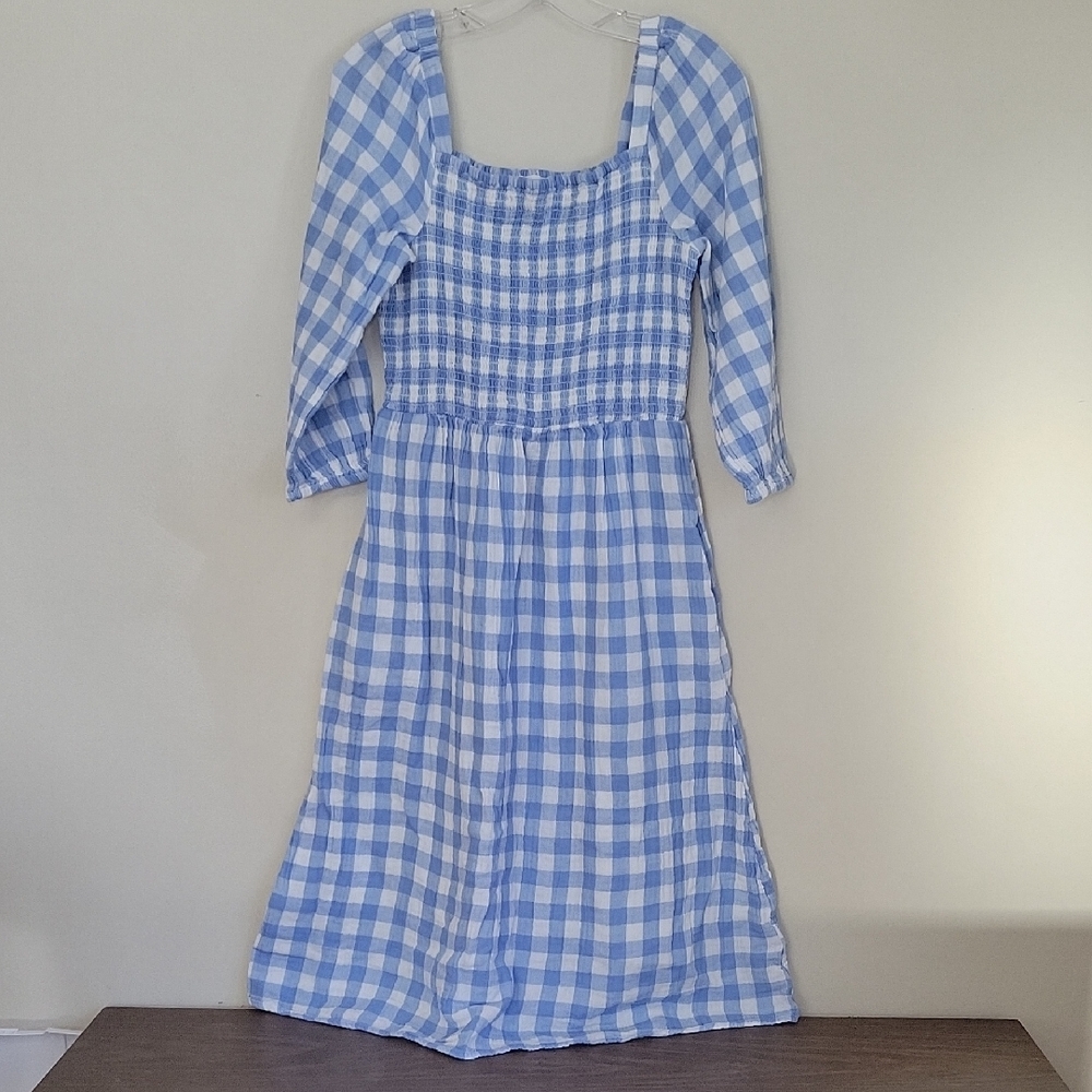 Beach Lunch Lounge Dress‎ Blue/ White Gingham Woman's Small